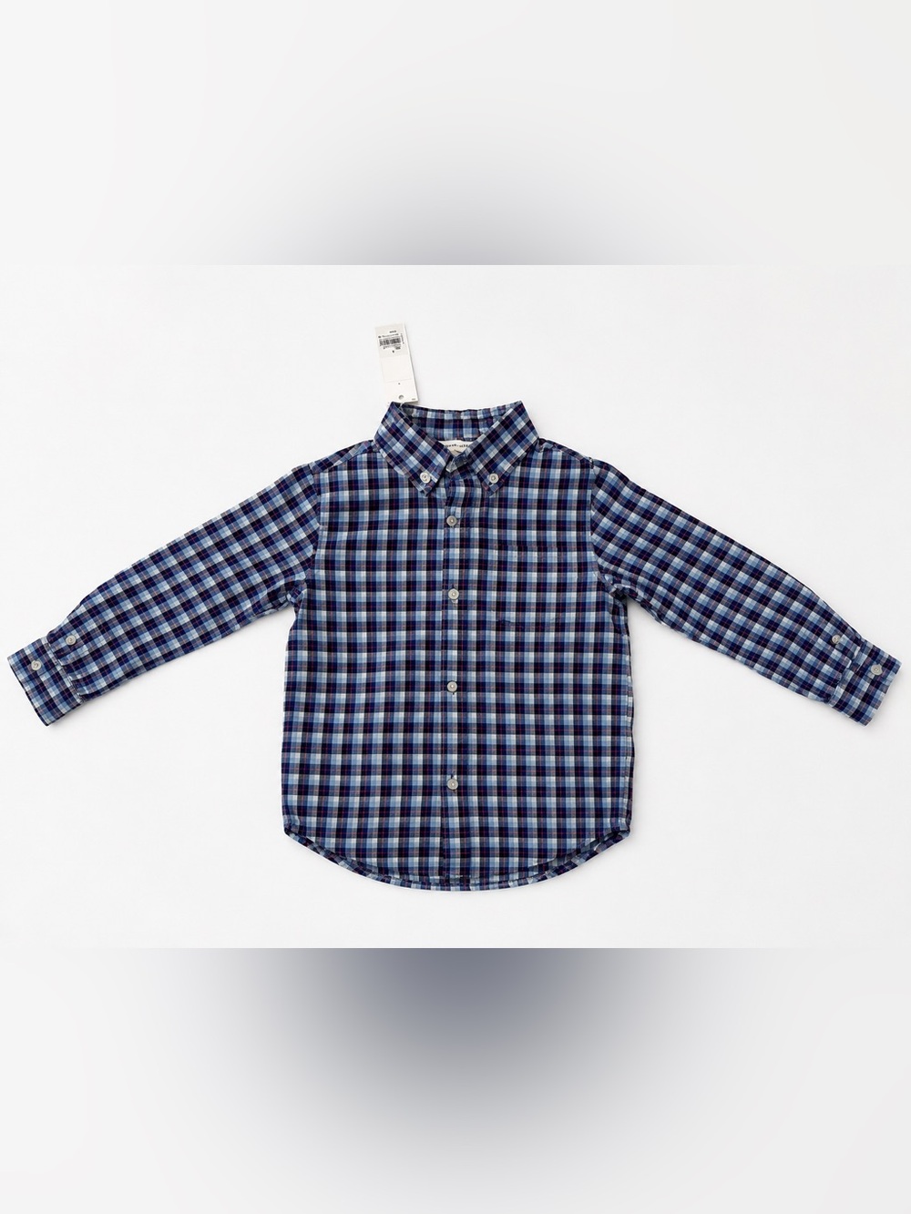 NWT Janie and Jack Navy, Light Blue, Red & White Plaid Button-Down Shirt size 4